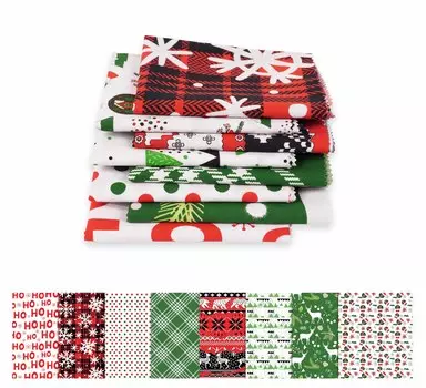 Soimoi, 8 шт., комплект Fat Quarter, рождественский принт, 18 x 22 дюйма, лоскутное шитье своими руками, предварительно нарезанная ткань из 100 хлопка, красная и 18x22 красный