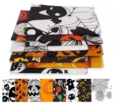Soimoi 8 шт., комплект из четверти жира, принт на Хэллоуин, 18 x 22 дюйма, сделай сам, пэчворк, предварительно вырезанная ткань для квилтинга из 100 хлопка (Апельсин & 18x22 оранжевый