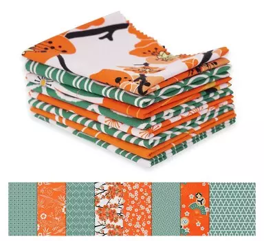 Soimoi 8 шт., комплект из четверти жира, азиатско-японский принт, 18 x 22 , сделай сам, пэчворк, 100 хлопковая предварительно нарезанная ткань для квилтинга, зеленая и 18x22 зелёный