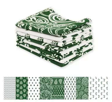 Soimoi 8 шт., комплект из четверти жира, азиатский блок с принтом пейсли, 18 x 22 , сделай сам, пэчворк, 100% хлопка, предварительно вырезанная ткань для квилтинга, белая и 18x22 белый