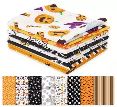 Soimoi 8 шт., комплект из четверти жира, принт на Хэллоуин, 18 x 22 , сделай сам, пэчворк, предварительно вырезанная ткань для квилтинга из 100 хлопка, оранжевая и 18x22 оранжевый