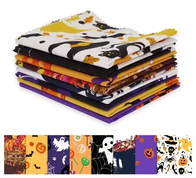 Soimoi 8 шт., комплект из четверти жира, принт на Хэллоуин, 18 x 22 дюйма, сделай сам, пэчворк, предварительно вырезанная ткань для квилтинга из 100 хлопка (Красный & 18x22
