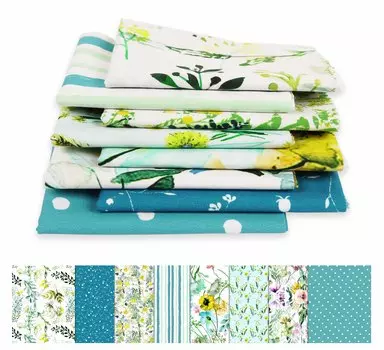 Soimoi 8 шт., комплект из четверти жира, акварельный цветочный принт, 18 x 22 , сделай сам, пэчворк, 100% хлопок, предварительно вырезанная ткань для квилтинга, бирюзовый и бирюзовый 18x22