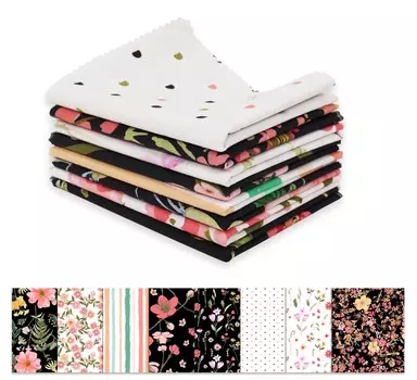 Soimoi 8 шт., комплект из четверти жира, цветочный принт, 18 x 22 , сделай сам, пэчворк, 100% хлопка, предварительно вырезанная ткань для квилтинга, черная и 18x22