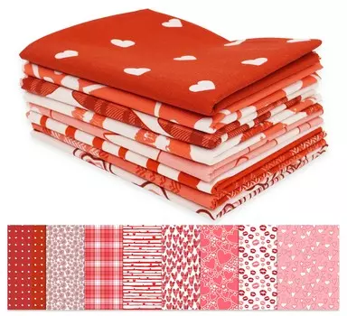 Soimoi 8 шт., комплект из четверти жира, принт в виде сердца Валентина, 18 x 22 , сделай сам, пэчворк, 100% хлопок, предварительно вырезанная ткань для квилтинга, красная и 18x22 inches красный