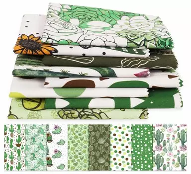 Soimoi, 8 шт., комплект из толстых четвертей, с принтом кактуса, 18 x 22 дюйма, лоскутная ткань своими руками из 100 г., предварительно разрезанная ткань для квилтинга, зеленая и 18x22 inches зелёный
