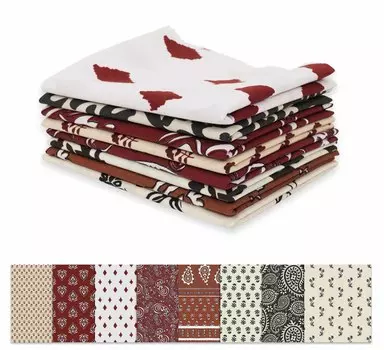 Soimoi 8 шт. комплект толстых четвертей, азиатский блочный принт 18 x 22 DIY пэчворк-100 хлопок предварительно вырезанная ткань для квилтинга темно-бордовый белый 18x22