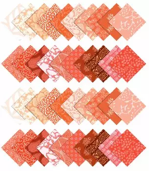 Soimoi Asian Block Print Precut 5-inch Cotton Fabric Quilting Squares Charm Pack DIY Patchwork Sewing Craft- Orange & 5x5 inches оранжевый