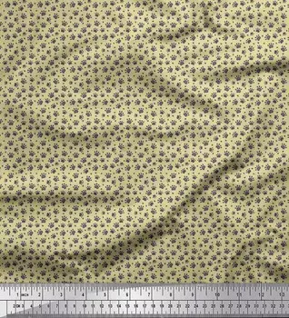 Soimoi Beige Poly Crepe Fabric Ткань с набивным рисунком для собак и собак Paw Dog 1 метр 42 дюйма 42 Inch Wide - Poly Crepe бежевый