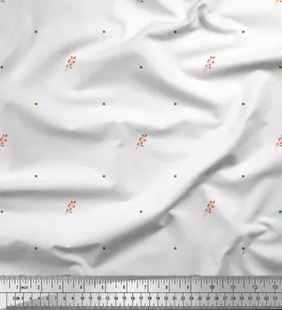 Soimoi белая японская креп-атласная ткань цветочные бутоны и горошек принт швейная ткань метр 42 дюйма 42 Inch Wide - Poly Crepe белый