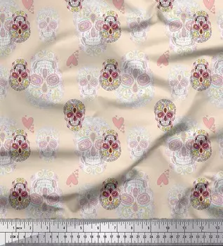 Soimoi белая японская креп-атласная ткань художественная красочная ткань с принтом черепа на метр 42 дюйма 42 Inch Wide - Poly Crepe белый