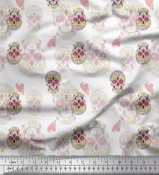 Soimoi белая японская креп-атласная ткань художественная красочная ткань с принтом черепа на метр 42 дюйма 42 Inch Wide - Poly Crepe белый