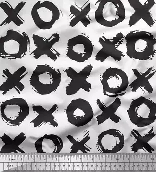 Soimoi белая японская креп-атласная ткань круг и крест геометрический декор ткань с принтом метр 42 дюйма 42 Inch Wide - Cotton Voile белый