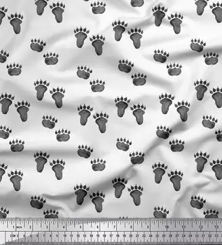 Soimoi белая японская креп-атласная ткань медведь трафарет для ног с животным принтом ткань на метр 42 дюйма 42 Inch Wide - Poly Crepe белый