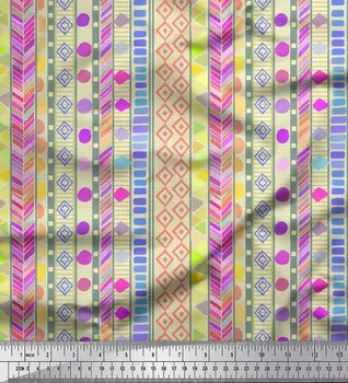 Soimoi белая японская креп-сатиновая ткань ацтекская ткань с геометрическим принтом на метр 42 дюйма 42 Inch Wide - Poly Crepe белый