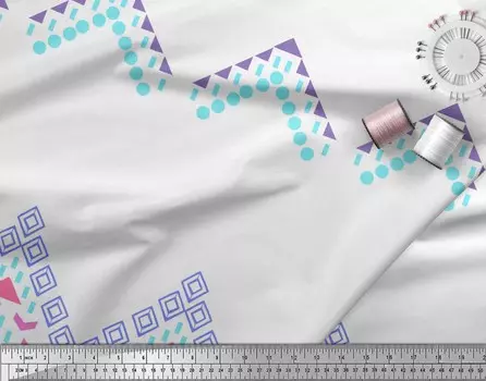 Soimoi белая японская креп-сатиновая ткань ацтекская ткань с геометрическим принтом 1 метр 42 дюйма 42 Inch Wide - Cotton Voile белый