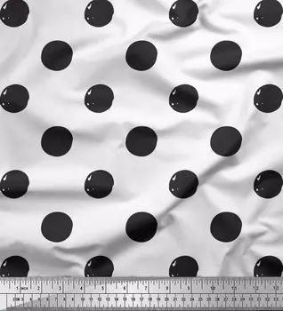 Soimoi белая японская креп-сатиновая ткань с круглым геометрическим принтом, ткань по метрам, 42 дюйма 42 Inch Wide - Poly Crepe белый