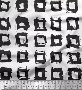 Soimoi белая японская креп-сатиновая ткань с квадратным геометрическим принтом 1 метр 42 дюйма 42 Inch Wide - Cotton Voile белый