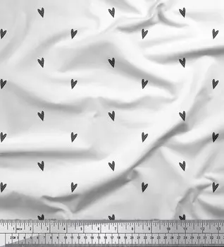 Soimoi белая японская креповая атласная ткань черная ткань с принтом сердца 1 метр 42 дюйма 42 Inch Wide - Cotton Voile белый