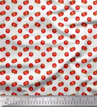 Soimoi белая японская креповая атласная ткань с томатным растительным принтом на метр 42 дюйма 42 Inch Wide - Cotton Voile белый