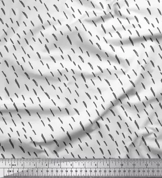 Soimoi Белый японский креп-сатин Ткань Мазок кисти с абстрактным принтом Ткань по метрам 42 дюйма 42 Inch Wide - Cotton Voile белый