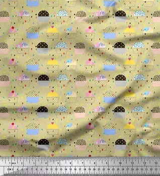 Soimoi бежевая хлопковая вуаль, ткань для кексов, пищевой принт, швейная ткань, метр 56 дюймов 42 Inch Wide - Cotton Voile бежевый