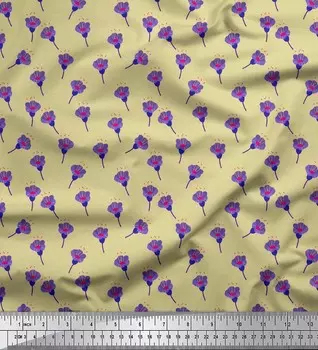 Soimoi бежевый японский креп-сатин ткань фрезия с цветочным декором ткань с принтом метр 42 дюйма 42 Inch Wide - Poly Crepe синий