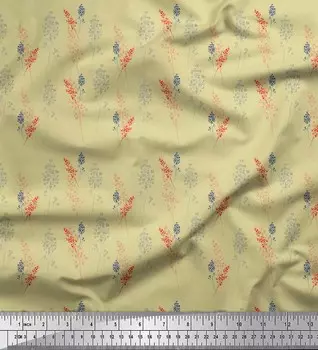 Soimoi бежевый японский креп-сатин ткань гипсофила с цветочным принтом швейная ткань метр 42 дюйма 42 Inch Wide - Poly Crepe бежевый