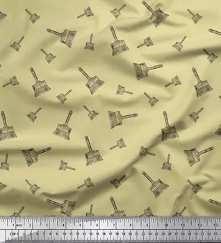 Soimoi Бежевый японский креп-сатин Ткань Кисть для краски Аппаратное обеспечение Ткань с принтом по метрам 42 дюйма 42 Inch Wide - Poly Crepe бежевый