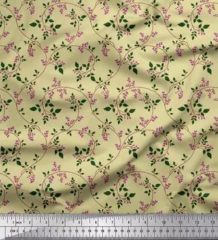 Soimoi бежевый японский креп-сатин ткань ягоды листья декор ткань с принтом метр 42 дюйма 42 Inch Wide - Poly Crepe бежевый
