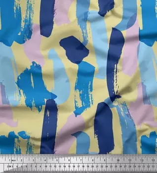 Soimoi Бежевый японский креп-сатин Ткань с абстрактным принтом на метр 42 дюйма 42 Inch Wide - Cotton Voile бежевый