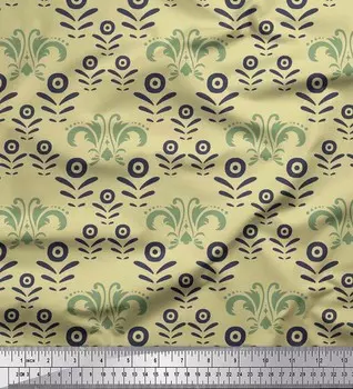 Soimoi Бежевый японский креп-сатин Ткань с филигранным дамасским принтом Ткань по метрам 42 дюйма 42 Inch Wide - Japan Crepe Satin бежевый