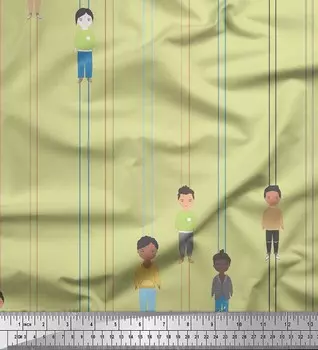 Soimoi бежевый японский креп-сатин в полоску и мужская ткань с принтом в виде человеческой фигуры 1 метр 42 дюйма 42 Inch Wide - Poly Crepe бежевый