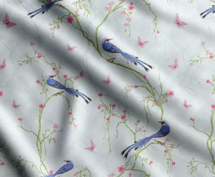 Soimoi Bird & Flowers Print, хлопковый батист, ткань для квилтинга, продаваемая во дворе, ширина 42 дюйма, хлопковая ткань средней плотности, швейные принадлежности, детские 42 Inch Wide - Cotton Poplin светло-синий
