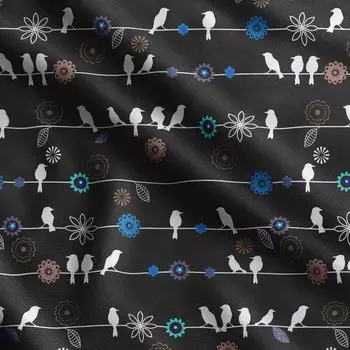 Soimoi Bird Print, хлопчатобумажная ткань для квилтинга, продаваемая во дворе - хлопковая ткань средней плотности шириной 42 дюйма, швейные принадлежности 42 Inch Wide - Cotton Cambric чёрный