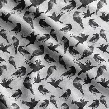 Soimoi Bird Print, хлопковый батист, ткань для квилтинга, продаваемая во дворе, шириной 42 дюйма, хлопчатобумажная ткань средней плотности, 42 Inch Wide - Cotton Cambric серый