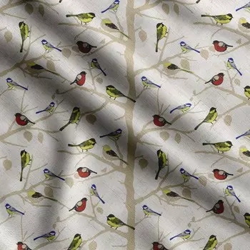 Soimoi Bird With Leaves Print, хлопок Cambric, ткань для квилтинга, продаваемая во дворе, ширина 42 дюйма, хлопковая ткань средней плотности, швейные принадлежности, 42 Inch Wide - Cotton Cambric бежевый