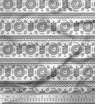 Soimoi Black Japan Crepe Satin Fabric Африканская племенная ткань с принтом на метр 42 дюйма 42 Inch Wide - Poly Crepe чёрный