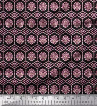 Soimoi Black Japan Crepe Satin Fabric Artistic Geometric Fabric Prints By metre 42 Inch 42 Inch Wide - Cotton Voile чёрный