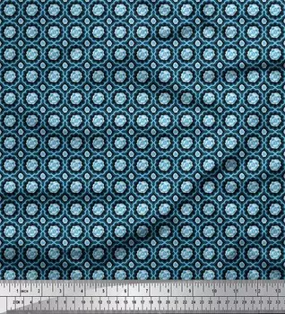 Soimoi Black Japan Crepe Satin Ткань с художественным цветочным дамасским принтом Ткань на метр 42 дюйма 42 Inch Wide - Cotton Voile чёрный