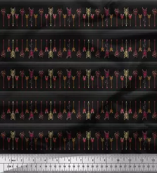 Soimoi Black Poly Crepe Fabric Hearts & Arrow Print Fabric на метр 42 дюйма 42 Inch Wide - Poly Crepe чёрный