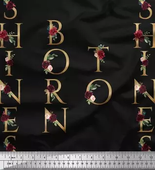 Soimoi Black Poly Crepe Fabric Inspiration Quote Text Print Швейная ткань метр 42 дюйма 42 Inch Wide - Poly Crepe чёрный