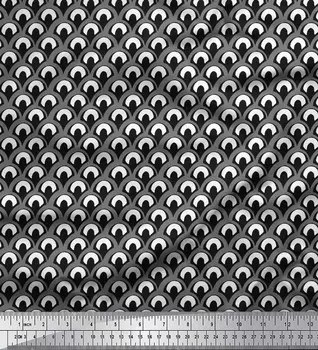 Soimoi Black Poly Crepe Fabric Марокканский дамасский принт Швейная ткань метр 42 дюйма 42 Inch Wide - Poly Crepe чёрный