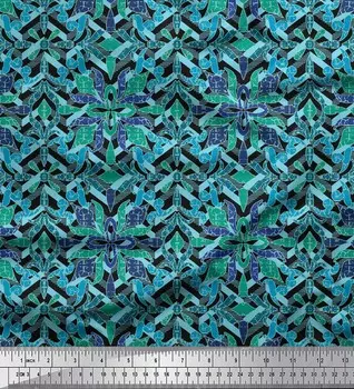 Soimoi Black Poly Crepe Fabric Mosaic Damask Print Fabric на метр 42 дюйма 42 Inch Wide - Poly Crepe чёрный