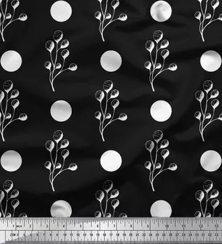 Soimoi Black Poly Snap Fabric Ткань в горошек и ягоды с фруктовым принтом 1 метр 42 дюйма 42 Inch Wide - Poly Crepe чёрный