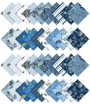 Soimoi Block Print Precut 5-inch Cotton Fabric Quilting Squares Charm Pack DIY Patchwork Sewing 5x5 синий