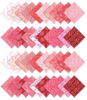 Soimoi Block Print Precut 5-inch Cotton Fabric Quilting Squares Charm Pack DIY Patchwork Sewing Craft- Rose 5x5 inches розовый
