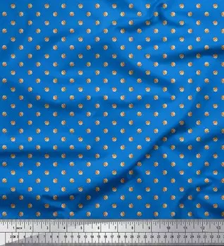 Soimoi Blue Japan Crepe Satin Fabric Cookies Food Print Ткань на метр 42 дюйма 42 Inch Wide - Cotton Voile синий