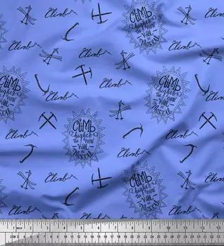 Soimoi Blue Japan Crepe Satin Fabric Hardware Tools & Text Print Fabric на метр 42 дюйма 42 Inch Wide - Poly Crepe синий