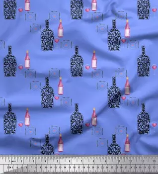 Soimoi Blue Japan Crepe Satin Ткань для бутылок и кросерри Кухонная ткань с принтом 1 метр 42 дюйма 42 Inch Wide - Poly Crepe зелёный